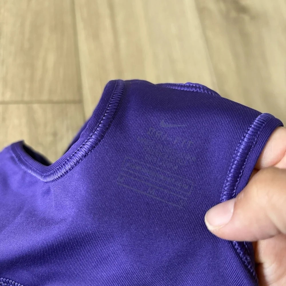 Nike Pro Dri Fit Sports Bra Womens Medium M Aztec‎ Purple Swoosh Removable Pads